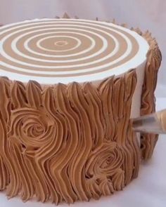 there is a cake that looks like a tree stump