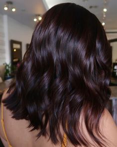 Shiny Cherry Chocolate Hair Color Cherry Chocolate Hair Color, Cherry Chocolate Hair, Chocolate Cherry Hair Color, Chocolate Hair Color, Chocolate Cherry Hair, Chocolate Brown Hair Color Ideas, Dark Balayage, Dark Chocolate Hair, Dark Chocolate Brown Hair