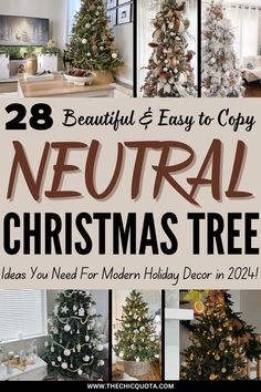 neutral Christmas tree Neutral Minimalist Christmas Tree, Neutral Velvet Christmas Tree, Farmhouse Christmas Tree Simple, Several Christmas Trees In One Room, Christmas Tree Inspiration Neutral, Green White Tan Christmas Tree, Wood Themed Christmas Tree, Silver And Burlap Christmas Tree, Neutral Decorated Christmas Trees