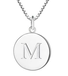 PRICES MAY VARY. ❤️ YL DESIGN - Silver initial letter pendant necklace can symbolize not only your name or the name of your lover' s but also a memorable event or the word that means a lot for you ❤️ Round Initial necklace is crafted in solid 925 sterling silver with 18k white gold plated, nickel free, Lead free, no allergic material ❤️ M Letter Pendant Size - high: 0.59"; silver box chain: 18+1.2" ❤️ Come with gift box; gift for Christmas, Valentine's Day, Birthday, Anniversary, Mother's day, E M Letter, Letter Jewelry, Letter Pendant Necklace, Silver Box, Letter Pendants, Initial Letter, Box Gift, Design Silver, Round Pendant