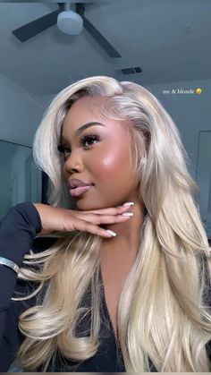 Blonde 90s Layers, Platinum Blonde Natural Hair Black Women, Blonde Weave Sew In Black Women, Blonette Hair Color, Toned Blonde Wig Black Women, Short Blonde Hair Black Women, Blonde Wig Black Women, Wig Inspiration, Blonde Hair Black Women