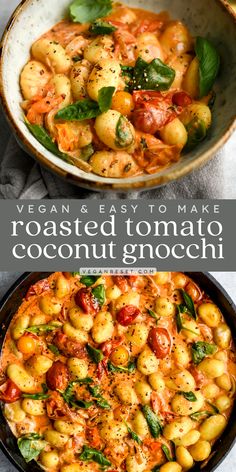 Creamy Roasted Tomato Gnocchi High Carb Vegan Recipes, Cast Iron Recipes Dinner, Reset Recipes, Tomato Gnocchi, Gnocchi Vegan, Gnocchi Recipe, Quick Easy Vegan, Vegetarian Thanksgiving, Vegan Pasta Recipes