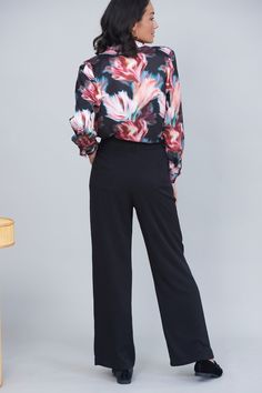 Romy Print - Vibrant reds and pinks dance in abstract floral elegance. The long-sleeved shirt features a structured collar, shell buttons, and tailored cuffs, with a slightly longer hem at the back to flatter most body shapes. Created from a delicate and airy lightweight fabric that requires no ironing, ensuring comfort and effortless care. Known as our best-selling wash-and-wear fabric. Style it with Romy Pants to have a stunning set look. Or pair it with your favourite Carolina Jeans and comfo Shell Buttons, Abstract Floral, Vibrant Red, Lightweight Fabric, Body Shapes, Long Sleeve Shirt, Sleeve Shirt, Long Sleeve Shirts, Collar