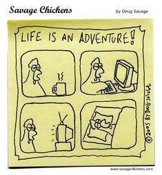 a yellow piece of paper with drawings on it that says, life is an adventure