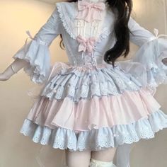 MAGOGO Original Lolita Sweet Dress Women Autumn and Winter Kawaii Vintage Princess Dresses Girls Bow