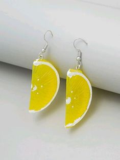 Round Shape LemonDetails: RoundMetal Color: SilverMaterial: AcrylicColor: OrangeType: DangleHeight: 2.8"Width: 2.1"Moon Shape Lemon:Details: FruitMetal Color: SilverMaterial: AcrylicColor: YellowType: DangleStyle: BohoHeight:2.4"Width" 0.8" Trendy Jewelry Earrings, Gold Rhinestone Earrings, Cheap Earrings, Fruit Jewelry, Yellow Jewelry, Food Earrings, Fruit Earrings, Yellow Earrings, Summer Earring