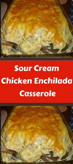 two pictures of chicken enchilada casserole with the words weight watchers sour cream chicken enchilada casserole