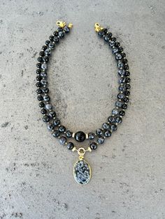 Beaded handmade obsidian and onyx necklace is for women. You can wear this unique gemstone jewelry everyday and it will absolutely add a stylish finishing touch to your look. Beaded statement necklace is suitable for all clothes. It is two strands and you can use seperately or together. You can choose this obsidian necklace for your mom, wife or girlfriend as a birthday gift. If they like black color and gemstone jewelry, this handmade necklace is a perfect gift for them. - Necklace Length: appr Black Agate Beads With Natural Stones, Black Agate Gemstone Beads, Black Agate Necklace With Black Beads, Black Agate Round Beads Necklace, Handmade Black Agate Beaded Necklaces, Black Agate Beaded Necklace With Gemstones, Black Agate Beaded Necklace With Natural Stones, Black Agate Beaded Necklace, Black Double Strand Beaded Necklaces For Jewelry Making