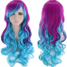 Rainbow Hair Wig Purple And Blue 24 Inches Cap Construction : Cap-Less Density : 130% Cap Size: 22 - 23 Inches, Adjustable Size Fantasy Hair Wigs & Extensions, Christmas Wig, Wavy Rainbow, Mermaid Wig, Hair Christmas, Black Curly Wig, Rainbow Wig, Anime Wigs, Festival Theme