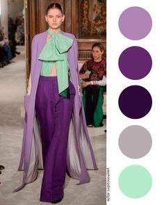 Trending Color Combinations, Cold Colors Outfit, Color Trends 2023 Fashion, Color Combo With Purple, Purple Color Combinations Outfit, Color Combinations 2023, Color Outfit Combinations, Spring 2023 Color Trends, Colorblocking Outfit