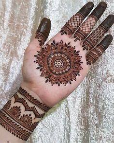 a hand with henna tattoos on it