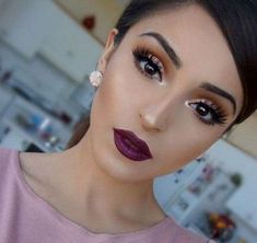 Winter Lip Color, Rose Gold Eye Makeup, Asian Bridal Makeup, Wedding Makeup For Brown Eyes, Best Wedding Makeup, Purple Lipstick, Wedding Makeup Looks