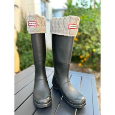 Nwot Hunter Tall Cable Knit Cuff Rain Boot Wellies Socks Size Size L = Us Women's Size 8-10 Hunter Logo Plaque Stitched On Each Sock, Cuffs Feature A 6-Stitch Cable Pattern, Legs And Feet Are Made Of Cozy Polyester Fleece Size M = Us Women's Size 5-7 Size L = Us Women's Size 8-10 Size Xl = Us Women's Size 11-13 Wellies - Rainboot - Weather - Cozy - Cuffed Socks - Puddles - Unisex *Need A Poshmark Account? Use Bespokespirit Referral Code When Signing Up And We Both Get $10 Enjoy! Hunter Logo, Cable Pattern, Boot Cuffs, Women Hunters, Rain Boot, Boot Socks, Knit Cuff, Hosiery, Cable Knit