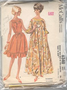 an old fashion sewing pattern with two women in dresses