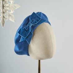 Airforce blue French beret hat with a blue velvet ribbon bow.A machine made wool felt beret hat customised with a handmade blue velvet ribbon bow. This airforce blue beret with a bow is the perfect winter accessory. The velvet ribbon bow is a timeless decoration making this is a classic design, great for wearing every day.This mid blue beret is also available with a black velvet ribbon bow.These berets are approximately 25cm (10 inches) in diameter and are a ladies one size. They will comfortabl Witchy Fall, Velvet Ribbon Bow, Blue Velvet Ribbon, Blue Beret, Felt Beret, French Beret Hat, Black Velvet Ribbon, French Beret, Blue French