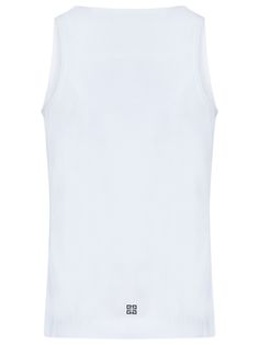 Round neckline, racer back; Sleeveless Contrasting Givenchy Archetype print at front; Small contrasting 4G print at back Straight hem Slim fit White color 90% Cotton, 10% Elastane Made in PortugalL'articolo in foto corrisponde alla taglia M. Taglia manichino: 42 IT. Misure manichino: Altezza 1. 75 cm, Seno/Torace 85cm, Vita 65 cm, Spalla 44 cm, Collo 36 cm, Lunghezza braccio 57cm, Circonferenza polso 16cm, Livello petto 26cm, Livello Ginocchio 66cm | Givenchy Women's Archetype Tank Top in White | SS24 White Stretch Vest With Tank Straps, White Stretch Tank Vest, Casual White Racerback Vest, White Sleeveless Tank Top For Gym, White Racerback Gym Vest, White Fitted Racerback Vest, Fitted White Racerback Vest, Sporty White Racerback Vest, White Sleeveless Athleisure Tank Top