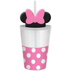 a minnie mouse cup with a straw in it