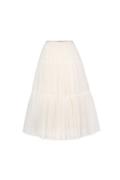 Made with delicate tulle and luxurious silk, this midi skirt flatters your figure with a tiered silhouette. Embrace elegance and sophistication with its gathered details, perfect for any special occasion. White Tulle Skirt, Skirt Tulle, Silk Midi Skirt, Skirts White, White Tulle, Dry Cleaners, Gathered Skirt, White Skirt, White Skirts