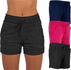 Sexy Basics Women's 3 Pack Active Wear Lounge Yoga Gym Casual Sport Shorts Sports Shorts Women, Yoga Tank Tops, Casual Sport, Yoga Gym, Active Shorts, Striped Leggings, Workout Jacket, Active Women