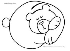 a black and white drawing of a teddy bear holding its head in the air with it's eyes closed