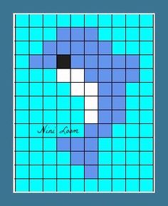 a blue and white square with black squares on it