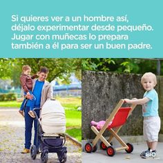 a collage of photos with people and babys in different positions, including an adult pushing a child's stroller