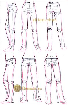 an image of different types of jeans and their measurements in the drawing book, drawn by hand