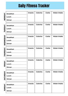 the daily fitness tracker is shown in this printable version, with instructions to help you plan