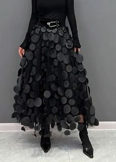 Rok Tile, Black Polka Dot Skirt, Kain Tile, Rok Tutu, Tule Rok, Gonna In Tulle, Catwalk Models, Patchwork Skirt, Langer Rock