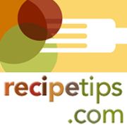 the logo for recipetips com is shown with an orange and green circle on it