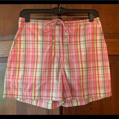 Nwt Limited Shorts In Pink, Yellow And Olive Plaid. Hip Pockets And One Back Button Closure Pocket With Button Closure. 100% Cotton. Machine Washable. 14.75” Waist 14” Length 3.25” Inseam Casual Daywear Shorts With Button Closure, Casual Shorts With Button Closure For Daywear, Casual Multicolor Bottoms With Button Closure, Preppy Short Length Beach Bottoms, Casual Yellow Bottoms With Button Closure, Yellow Casual Bottoms For Daywear, Preppy Yellow Bottoms For Spring, Preppy Cotton Vacation Bottoms, Preppy Cotton Bottoms For Vacation