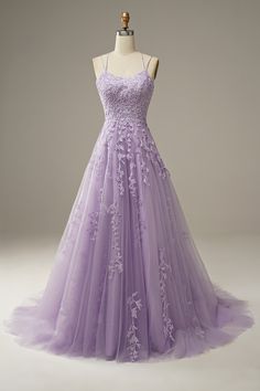 Tulle Mermaid Dress Prom, Elegant Purple Dress Prom, Lavender Grad Dresses, Prom Dress Lace, Prom Dress Inspiration Purple, Lavender Purple Wedding Dress, Grad Dresses Purple, Enchanted Fairytale Prom Dress, Enchanted Forest Prom Dresses Purple