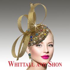 A master of the narrative, Shonda Rhymes is the source of inspiration for this fanciful headband fascinator. The jewel encrusted Juliet cap is rakishly placed at a quarter angle above the eye and supports a dramatic array of loops. The velvet lined headband prevents slippage. This style is available in 3 colors. Classy Hats, Jewel Encrusted, Gold Backdrop, Jeweled Headband, Fascinator Headband, Elegant Hats, Wedding Fascinators, Couture Accessories, Fancy Hats