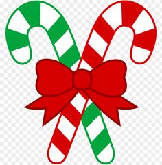 two candy canes with bows on them clipart - christmas candy canes png