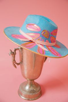 IN THE GARDEN RANCHER HAT RANCHER HAT Judith March Cute Rancher Hat, Whimsical Fitted Spring Hats, Custom Spring Rodeo Hats, Spring Novelty Snapback Hat, Novelty Pink Trucker Hat For Spring, Judith March, Rancher Hat, Sequin Tank, Derby Day