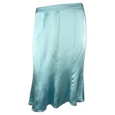 Check out this item from 1stdibs! F/W 2003 Yves Saint Laurent by Tom Ford Baby Blue Silk Satin Flare Skirt: https://www.1stdibs.com/id-v_15641092 Fitted Satin Finish Skirt For Spring, Blue Satin Bottoms For Formal Occasions, Formal Blue Satin Bottoms, Blue Fitted Satin Bottoms, Fitted Blue Satin Bottoms, Blue Fitted Satin Skirt, Elegant Blue Satin Bottoms, Blue Fitted Silk Skirt, 2000s Skirt