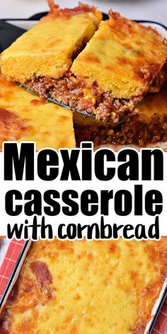 mexican casserole with cornbread on a plate