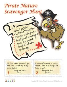 the pirate nature scavenger hunt is an easy way to teach children about pirates