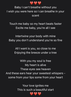 the poem for baby i can't breathe without you, which is written in red and