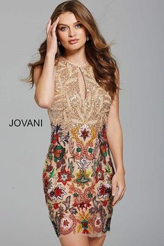 Jovani Dress 54786 Jovani Homecoming Dresses, Jovani Dress, Nude Dress, Jovani Dresses, Designer Bridal Gowns, Keyhole Neck, Semi Formal Dresses, Glamorous Dresses, Short Cocktail Dress