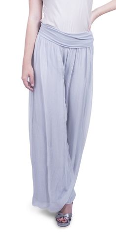 Flowing silk palazzo pant with elastic waist band and balloon hem. 100% Silk One Size | OS Made in Italy Palazzo Pant, Palazzo Pants, Waist Band, Aspen, Harem Pants, Timeless Fashion, Elastic Waist, In Italy, Online Store