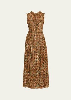 Ulla Johnson Kasia Paisley Ruffled Maxi Dress - Bergdorf Goodman Sleeveless Frock, Gathered Bodice, Paisley Maxi Dress, Ruffled Maxi Dress, Tiger's Eye, Ulla Johnson, Paisley Print, Crew Neckline, Round Neckline