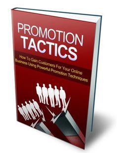 the book cover for promotion tactics showing people standing in front of a red background