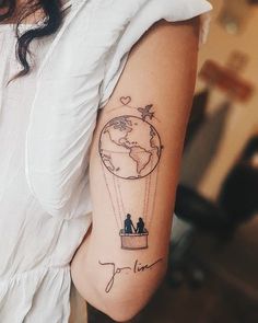 50 Best Small Travel Tattoos Ideas That Will Inspire Inner Wanderers Travel Inspired Tattoos, Tattoo Ideas Travel, Watercolor Bike, Wanderlust Tattoos, Tattoos For Women Unique, Simbols Tattoo, Swing Tattoo, Travel Tattoo Ideas, World Map Tattoos