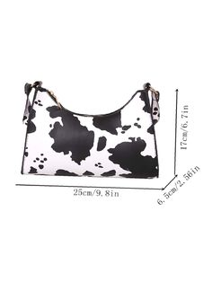 OrcaJump - Bolso Baguette con cremallera y estampado de vaca - Women Shoulder Bags Trendy Square Baguette Bag For Errands, Trendy Square Baguette Bag With Zipper Closure, Trendy Square Baguette Bag With Zipper, Black And White Pattern, Baguette Bag, Cow Pattern, Black & White, White Patterns, Olivia Mark