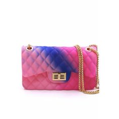 Brand New Trendy Rainbow Crossbody Bag. This Bag Is Super Cute And Has Vibrant Pink And Dark Purple Colors. Has A Gold Strap That Can Be Worn As A Double Start Or Longer As One Strap. The Strap Is Not Removable. Has A Gold Metal Twist Lock Closure. Pvc Material High Quality Trendy Purple Clutch Shoulder Bag, Purple Clutch Shoulder Bag For Travel, Trendy Purple Clutch Bag, Purple Clutch Shoulder Bag With Detachable Strap, Purple Clutch Bag For Daily Use, Trendy Purple Clutch Evening Bag, Purple Clutch Bag With Detachable Strap, Purple Clutch With Detachable Strap, Leather Tote Bag Designer