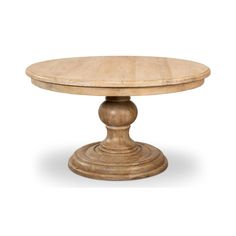 a round wooden table with two pedestals on each side and an oval base at the top