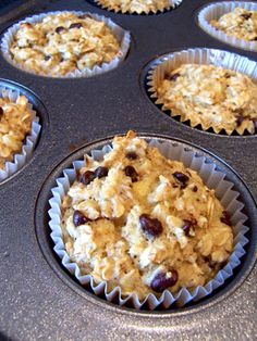 several muffins are in the pan ready to be baked