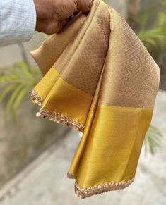 Banarasi Gold Zari Tissue Silk saree, Contrast Border, All over self-Woven Work Maharashtrian Saree, Tissue Silk Saree, Saree Banarasi, Blouse Saree, Bollywood Style, India And Pakistan, South Indian Bride, Bride Look, Beautiful Saree