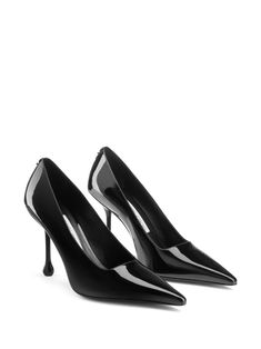 Find JIMMY CHOO Ixia 95mm Patent Leather Pumps on Editorialist. black calf leather high-shine finish pointed toe branded leather insole 95mm high cone heel Jimmy Choo Pumps, Jimmy Choo Heels, Womens Shoes High Heels, Patent Leather Pumps, Jimmy Choo Shoes, Toe Designs, High End Fashion, High Heel Pumps, Black Pumps